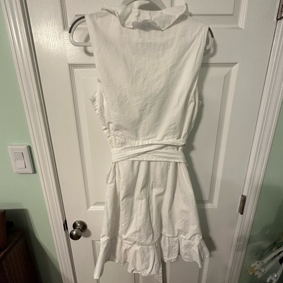 Draper James Reba Wrap Dress in Seersucker Magnolia White - Size Fourteen NWOT - Picture 6 of 6